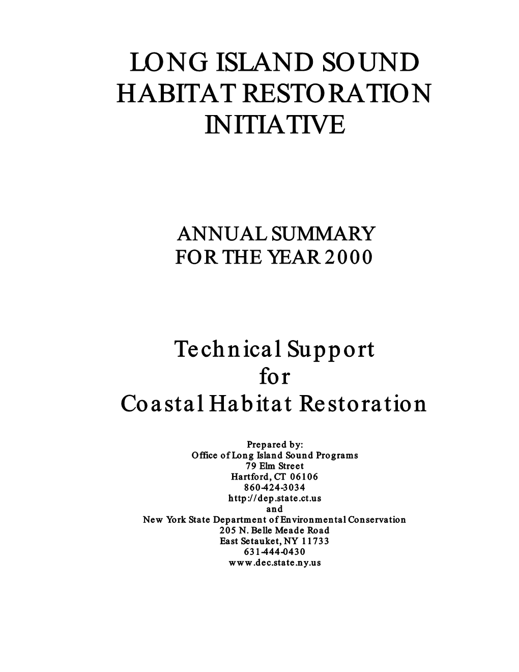 Long Island Sound Habitat Restoration Initiative