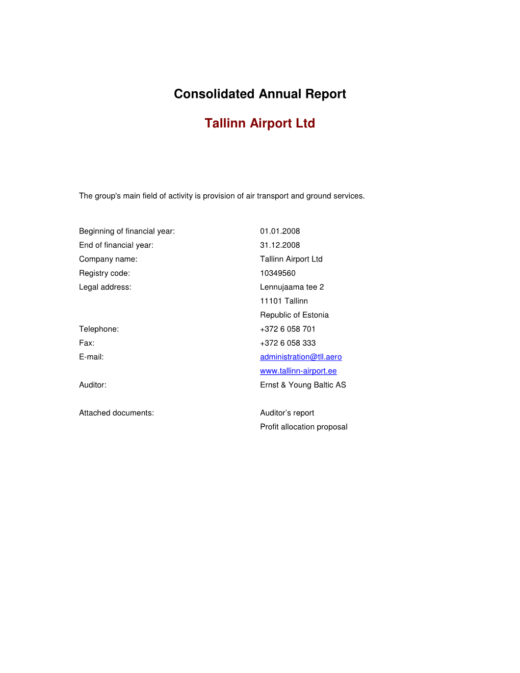 Consolidated Annual Report Tallinn Airport