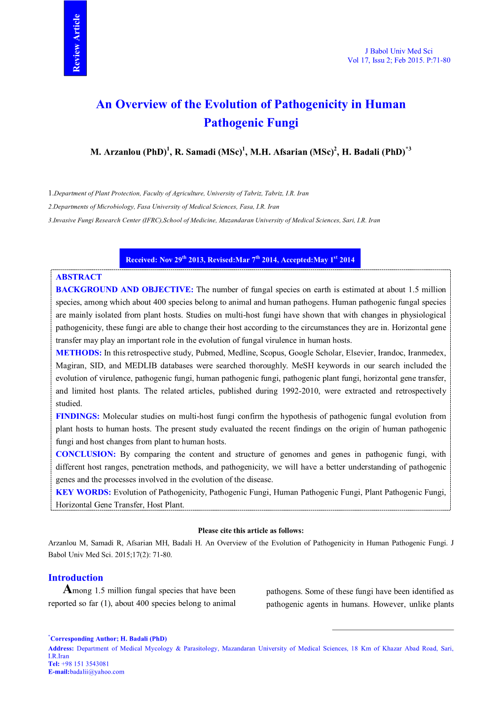 An Overview of the Evolution of Pathogenicity in Human Pathogenic Fungi