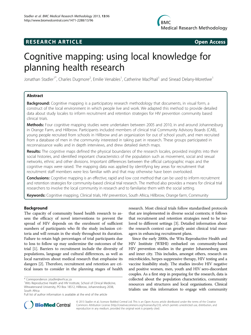 Cognitive Mapping: Using Local Knowledge for Planning Health