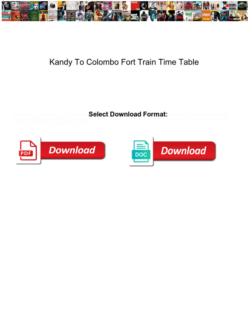 Kandy to Colombo Fort Train Time Table