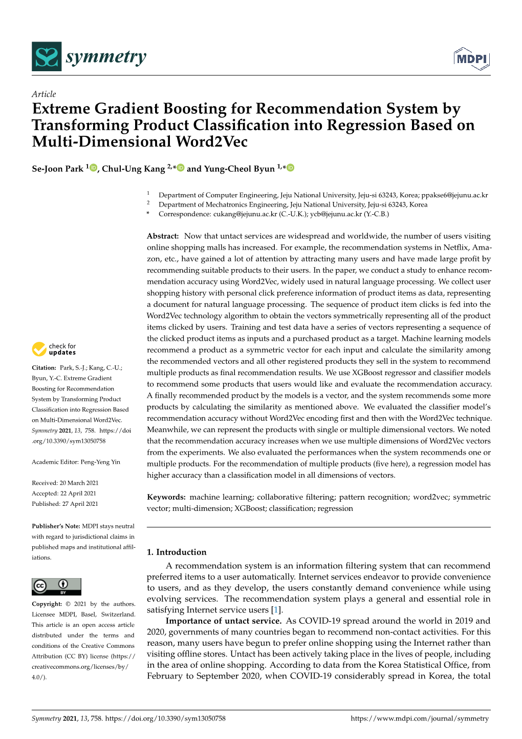 Extreme Gradient Boosting for Recommendation System by Transforming Product Classiﬁcation Into Regression Based on Multi-Dimensional Word2vec