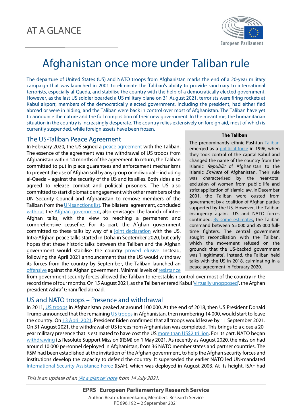 Afghanistan Once More Under Taliban Rule