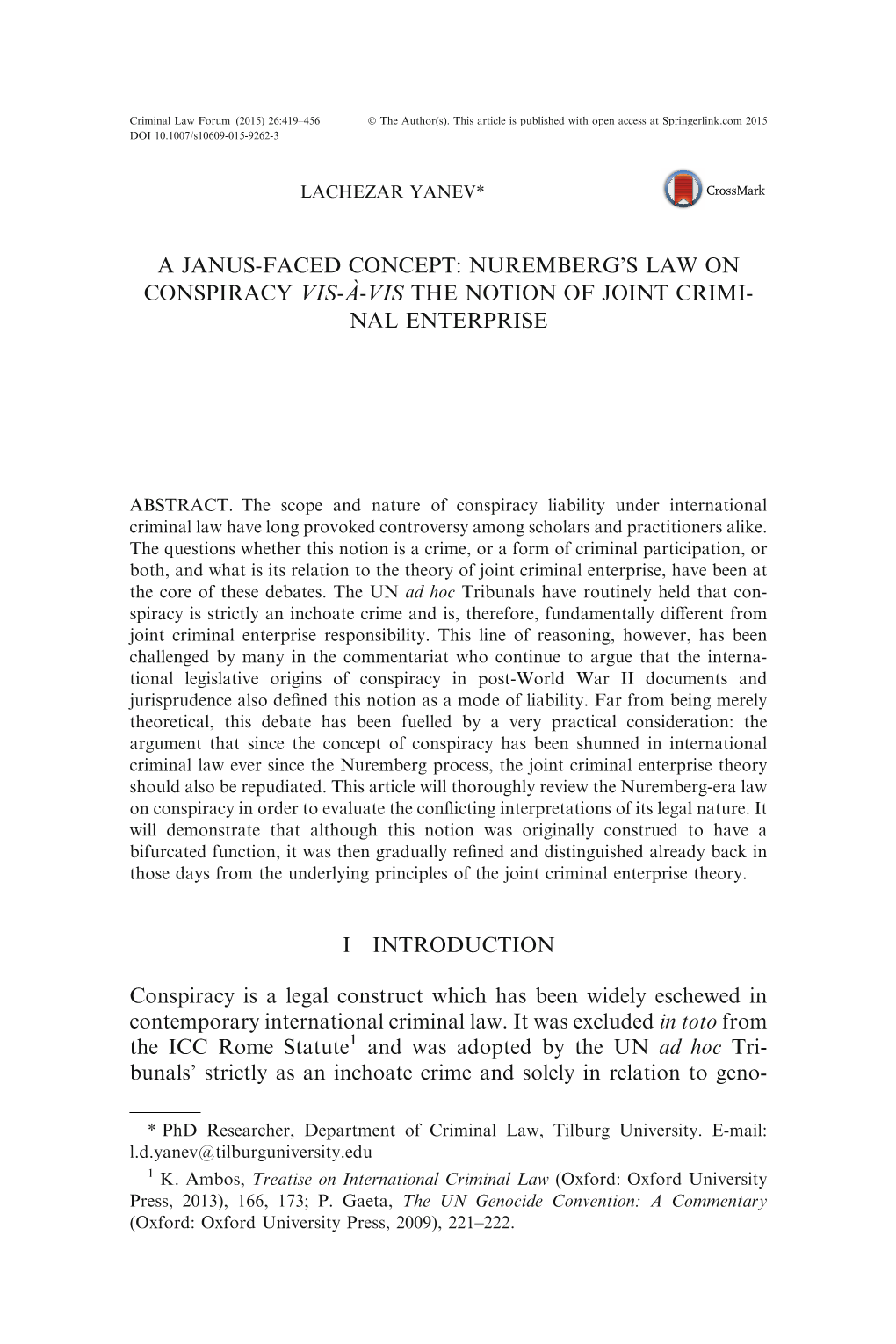 Nuremberg's Law on Conspiracy Vis-A