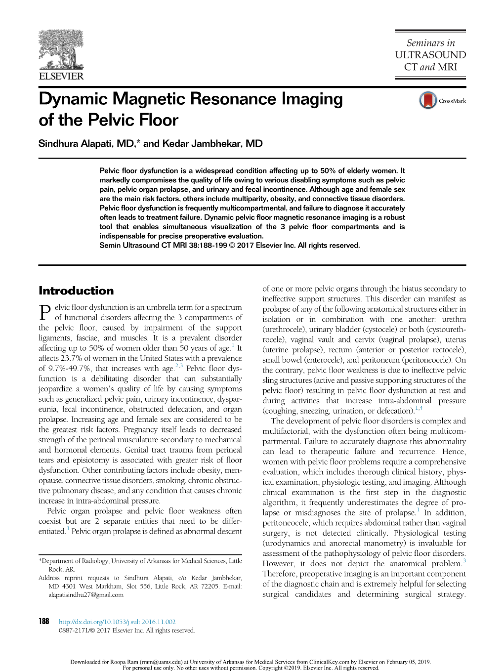 Dynamic MRI of the Pelvic Floor