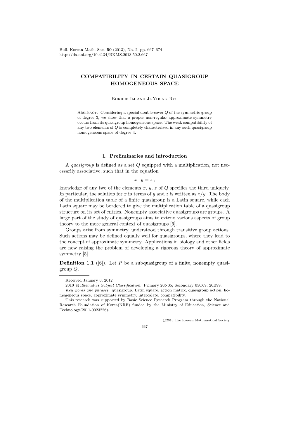 Compatibility in Certain Quasigroup Homogeneous Space