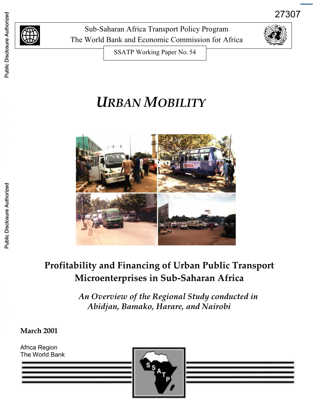 URBAN MOBILITY Profitability and Financing