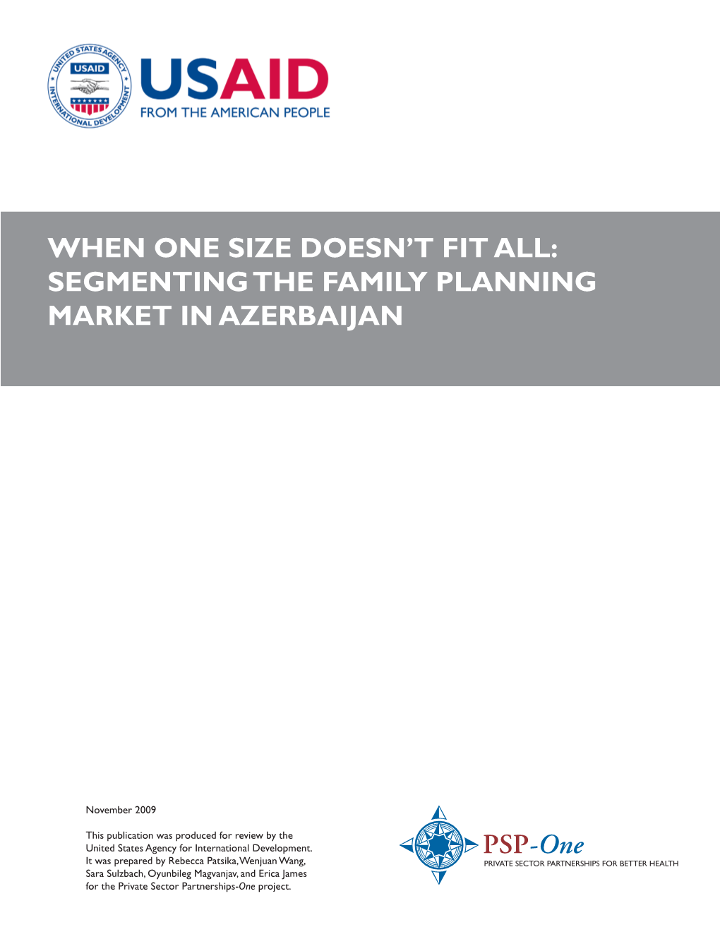 Segmenting the Family Planning Market in Azerbaijan