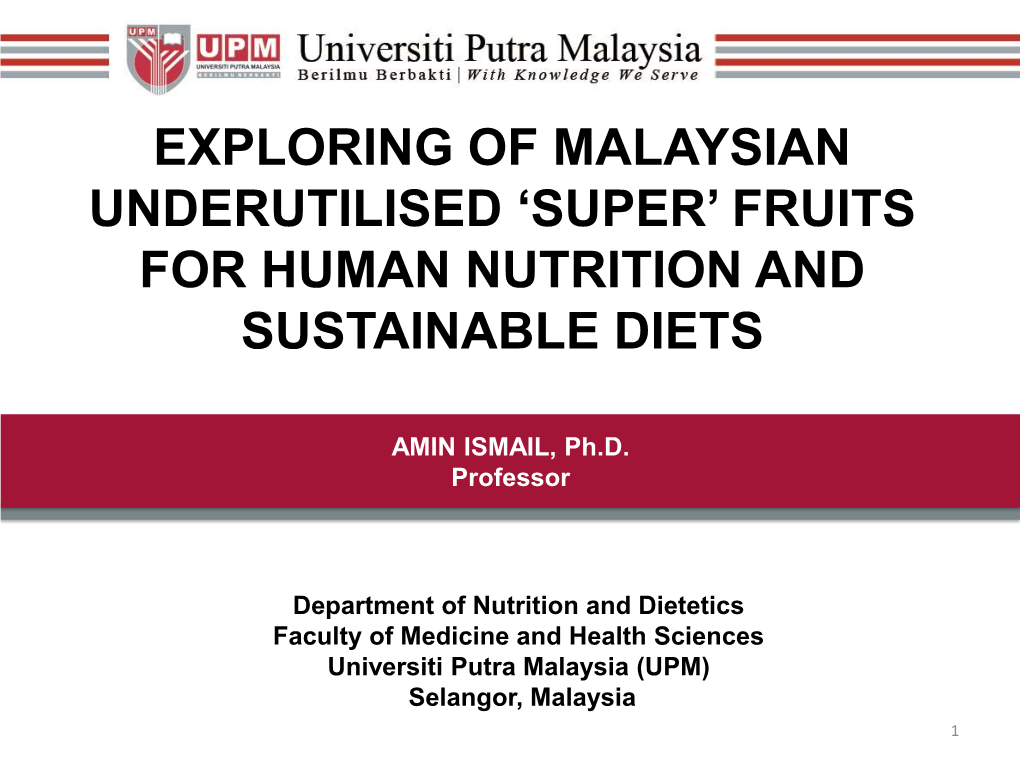 For Human Nutrition and Sustainable Diets