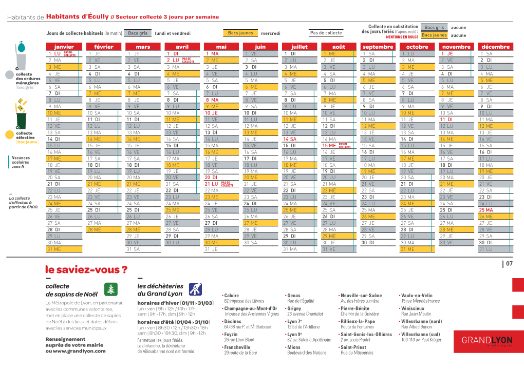 Calendrier 2018 De La Collecte Des Déchets