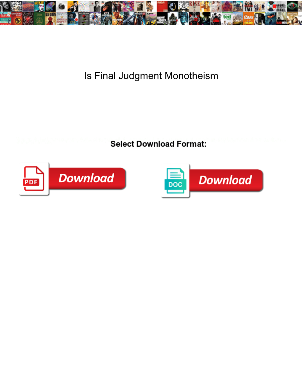 Is Final Judgment Monotheism