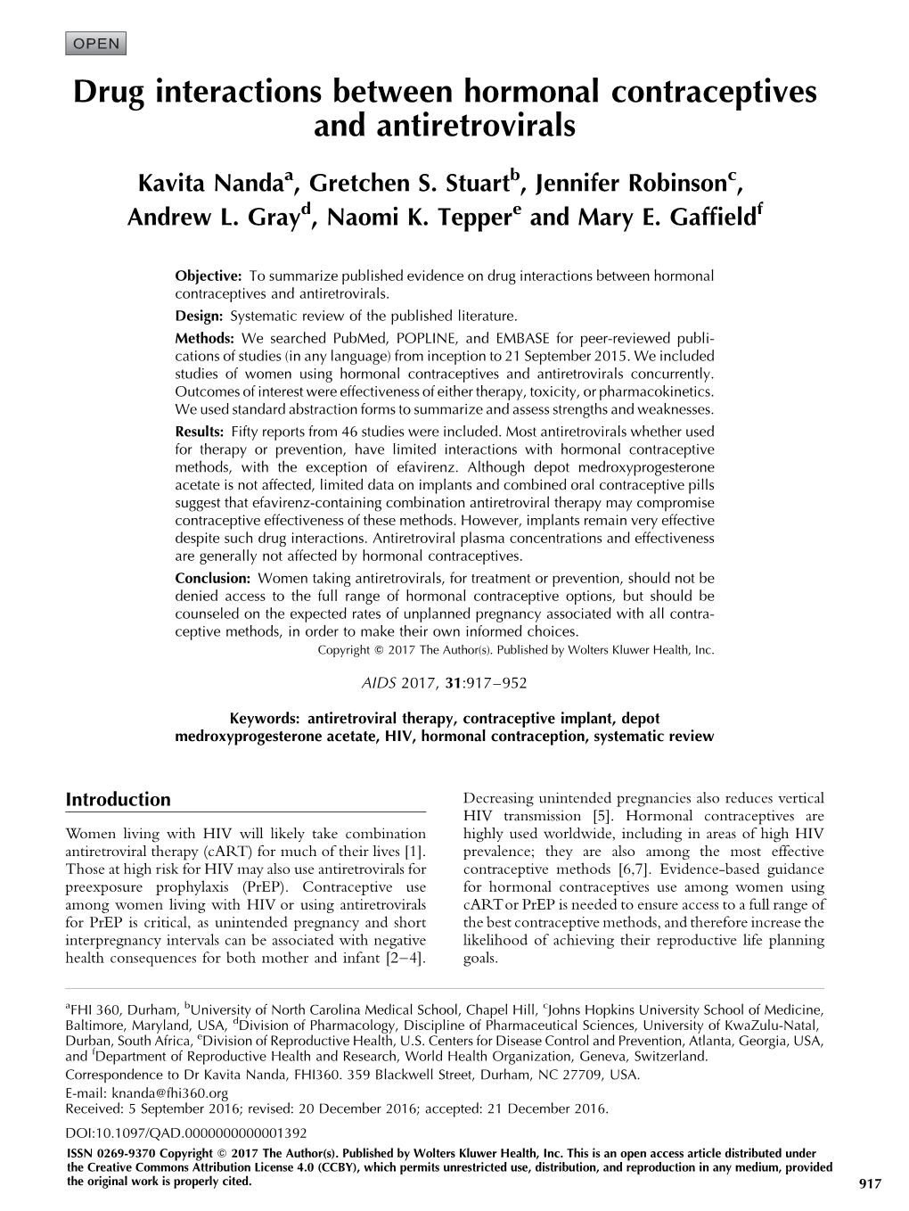 Drug Interactions Between Hormonal Contraceptives and Antiretrovirals