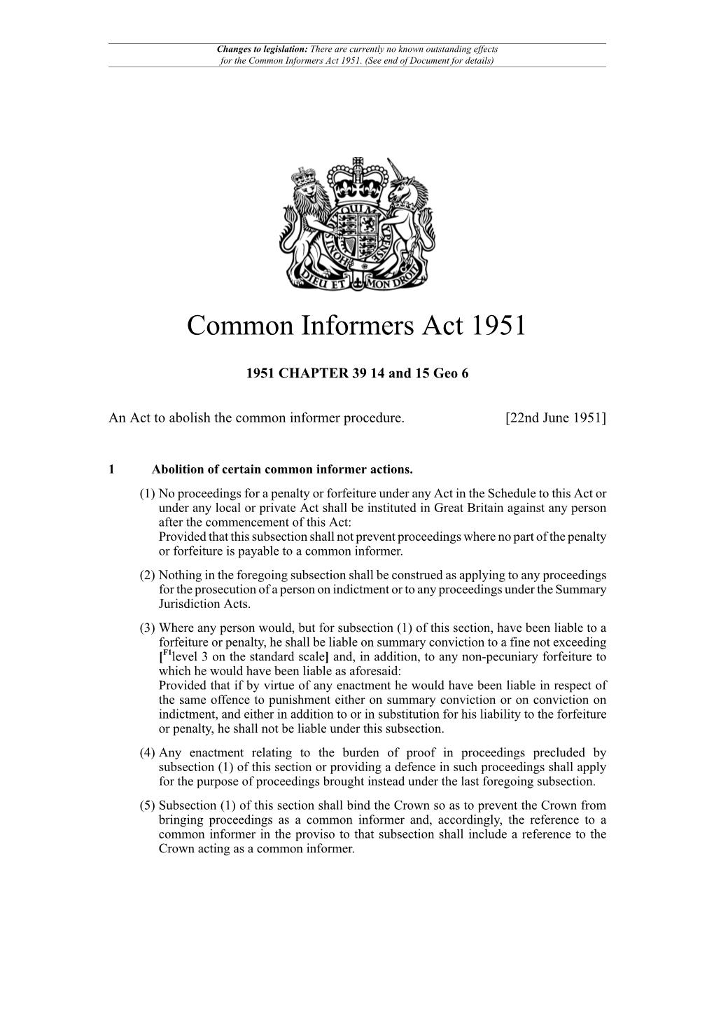 Common Informers Act 1951