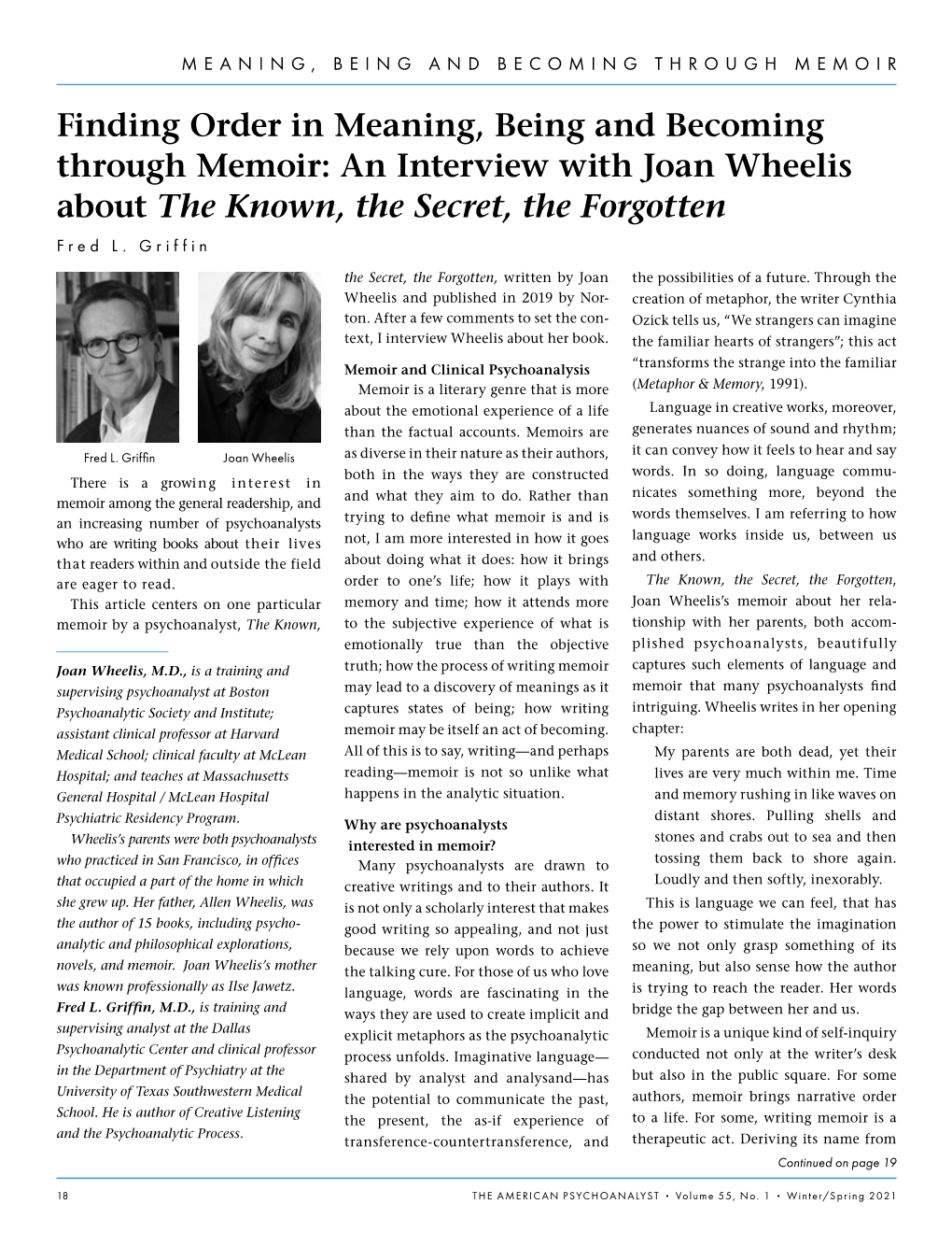 An Interview with Joan Wheelis About the Known, the Secret, the Forgotten Fred L