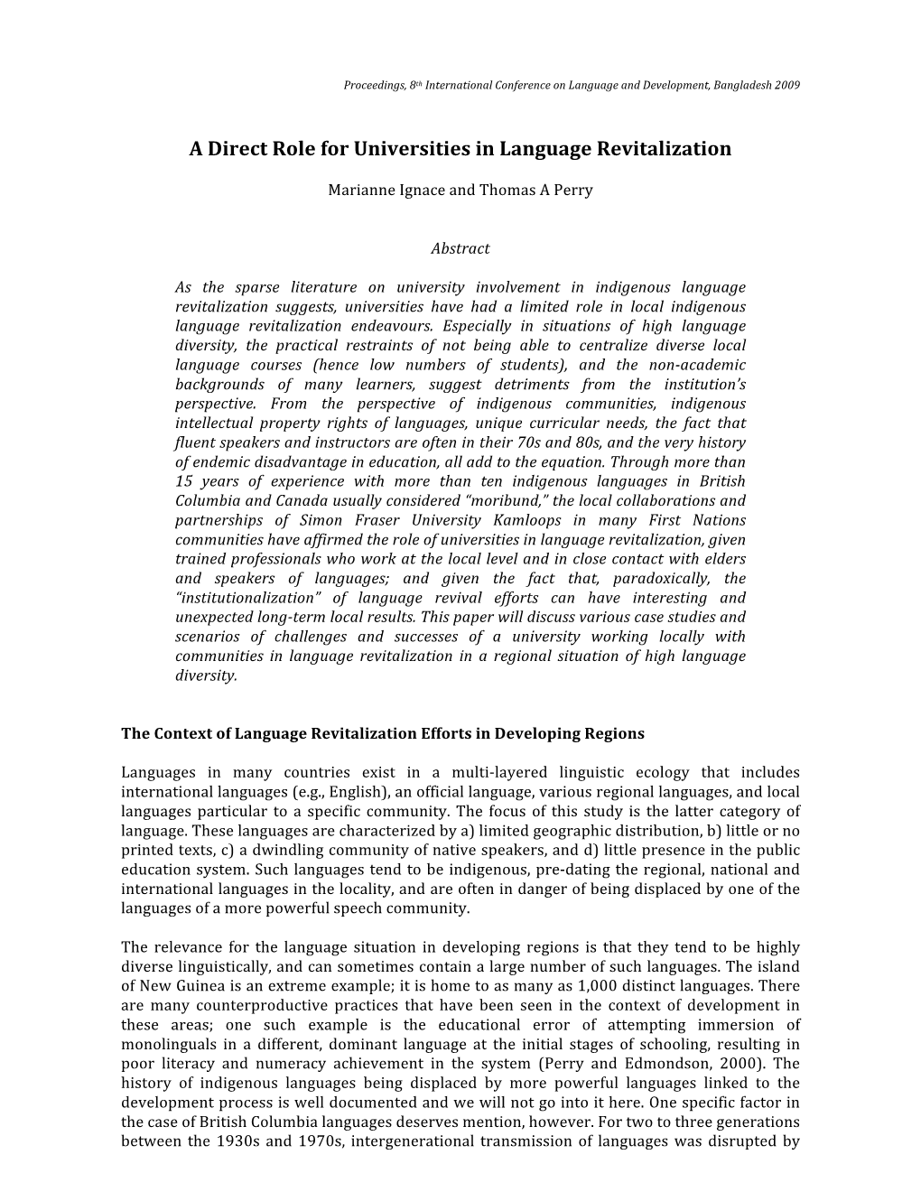 A Direct Role for Universities in Language Revitalization