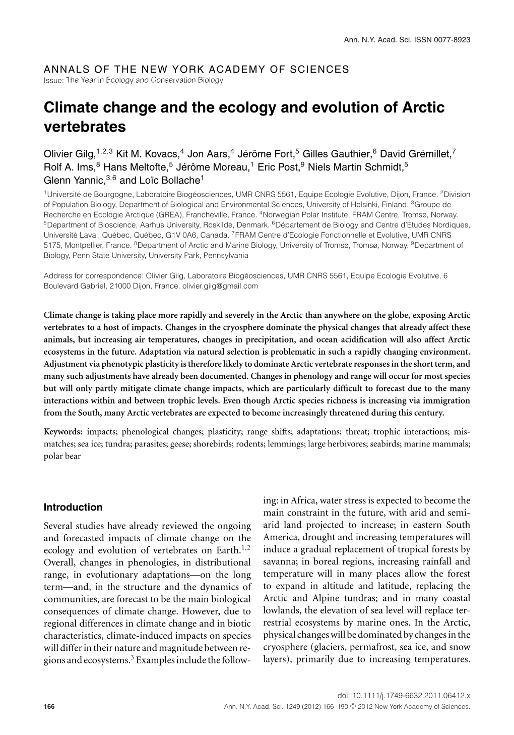 Climate Change and the Ecology and Evolution of Arctic Vertebrates