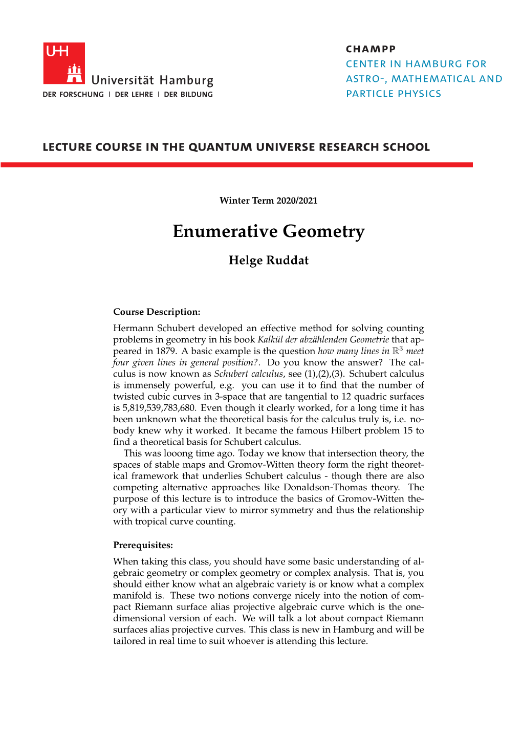 Enumerative Geometry