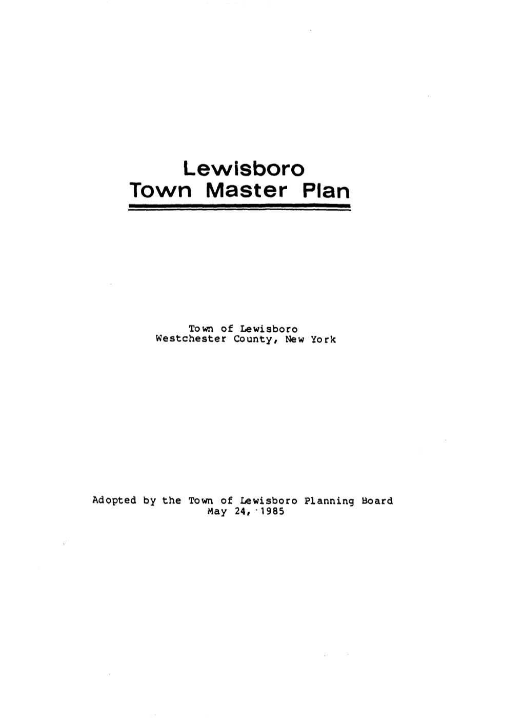 Town of Lewisboro Master Plan