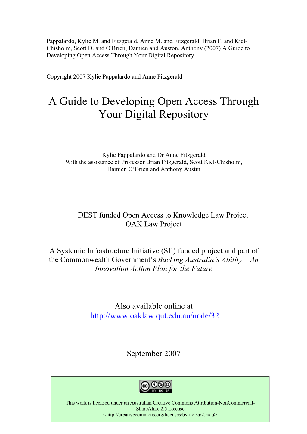 A Guide to Developing Open Access Through Your Digital Repository