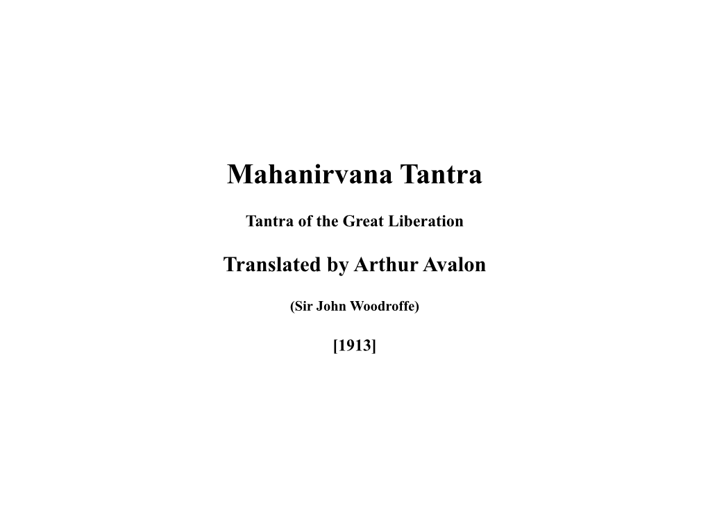 Mahanirvana Tantra