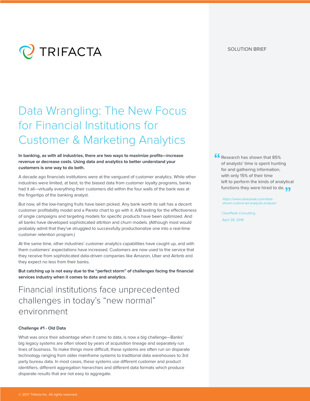 Data Wrangling: the New Focus for Financial Institutions for Customer & Marketing Analytics