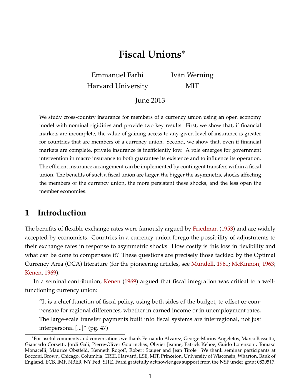 Fiscal Unions∗