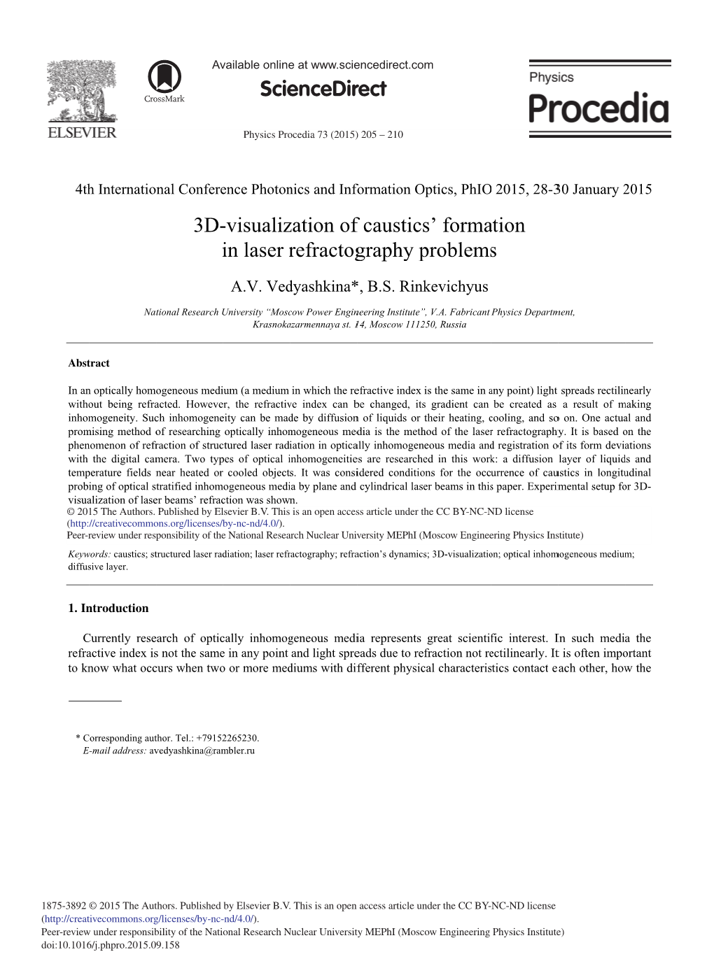 3D-Visualization of Caustics' Formation in Laser Refractography