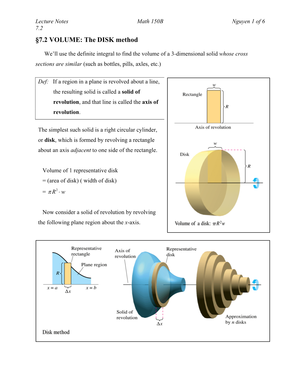 §7.2 VOLUME: the DISK Method