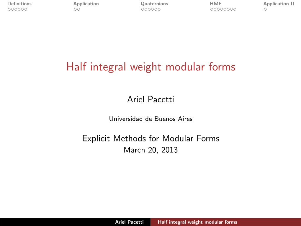 Half Integral Weight Modular Forms