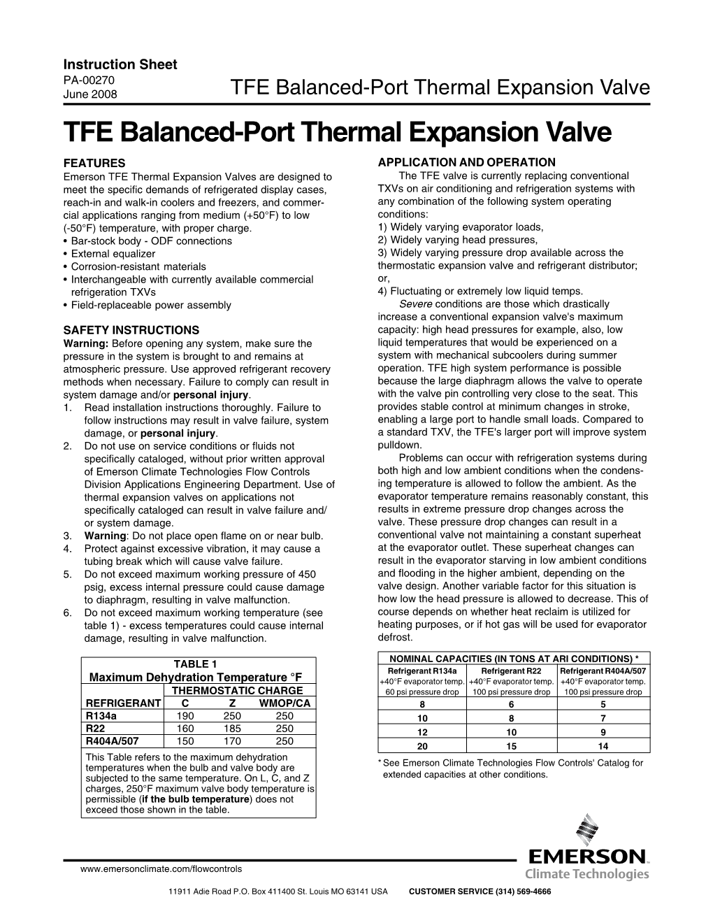 Thermal Expansion Valve Instruction Manual