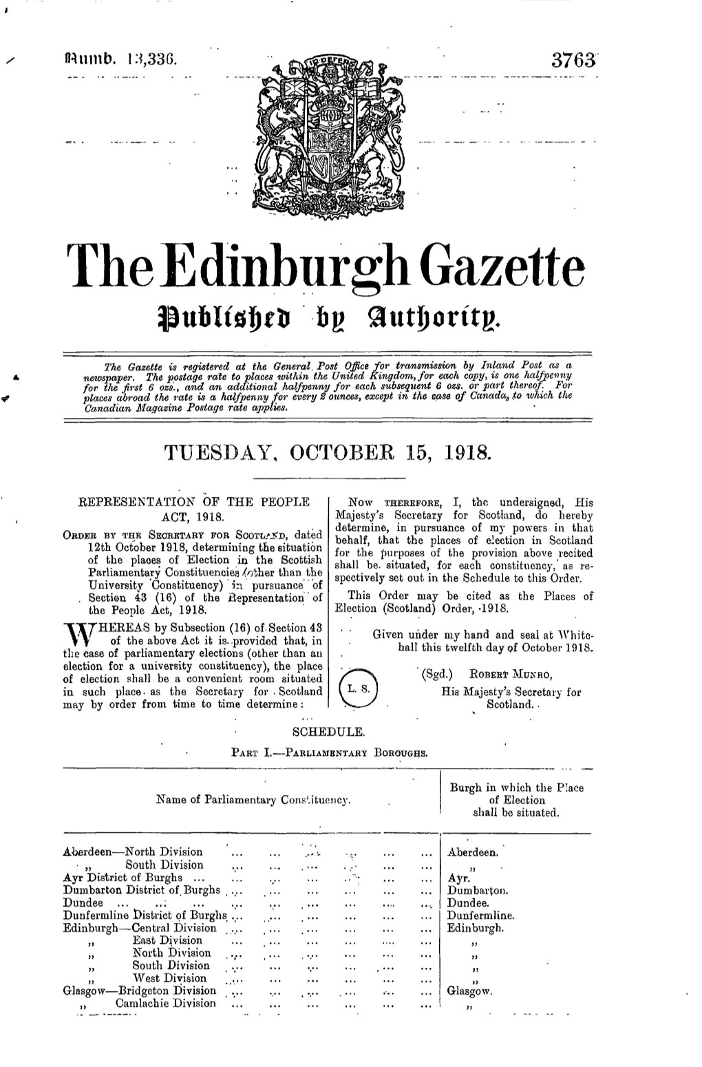 The Edinburh Gazette Liji Autjjoritg