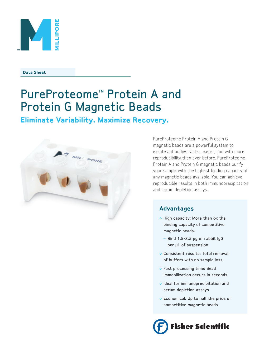 Pureproteome Protein a and Protein G Magnetic Beads Data Sheet