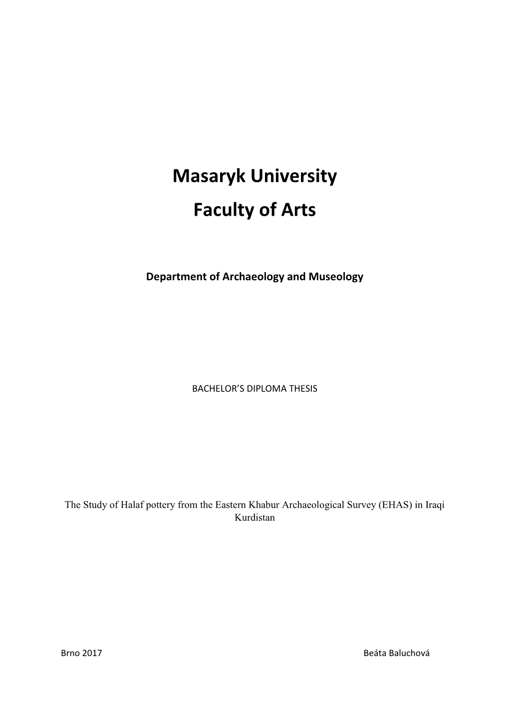 Masaryk University Faculty of Arts