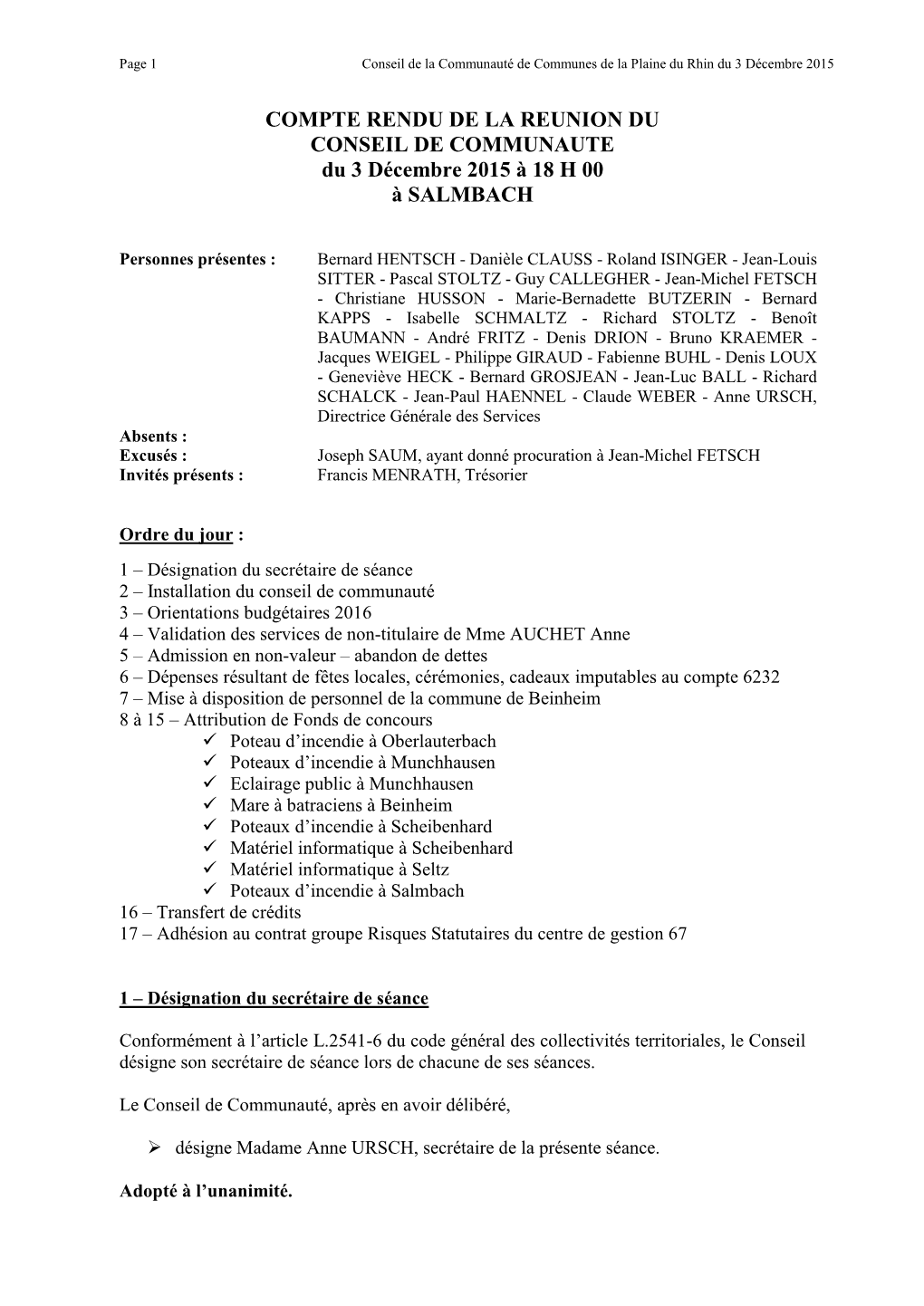 Réunion Du Comité Directeur Du 21 Septembre 2006 À 17 H 30