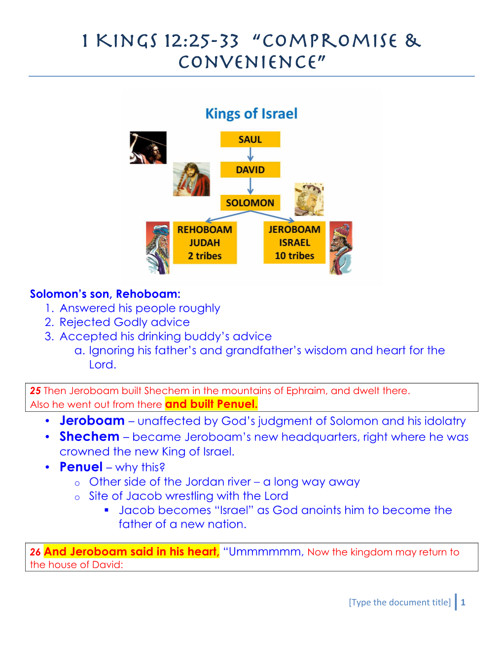 1 Kings 12:25-33 “Compromise & Convenience”