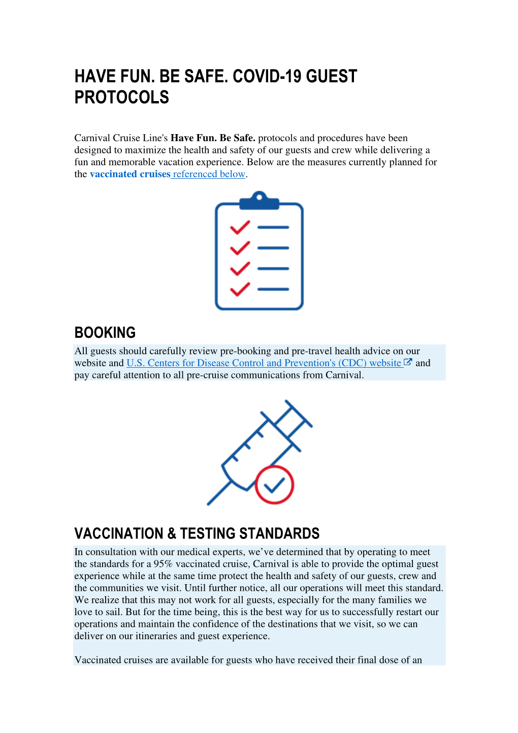 Have Fun. Be Safe. Covid-19 Guest Protocols