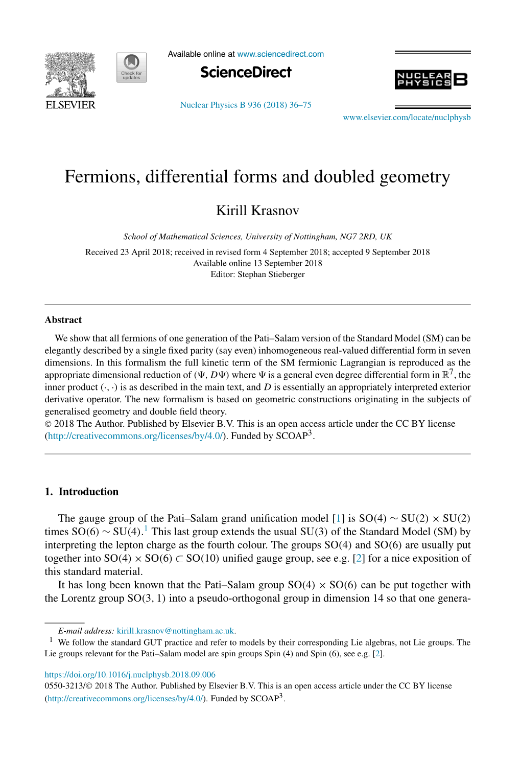 Fermions, Differential Forms and Doubled Geometry