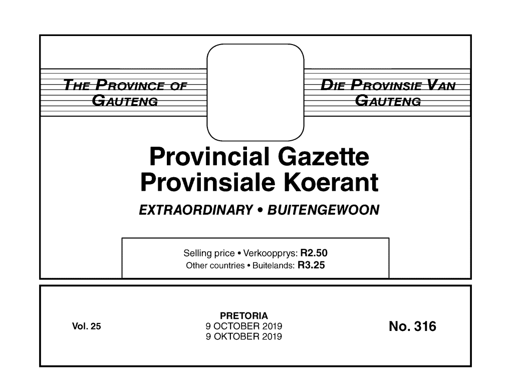 Provincial Gazette Provinsiale Koerant EXTRAORDINARY • BUITENGEWOON