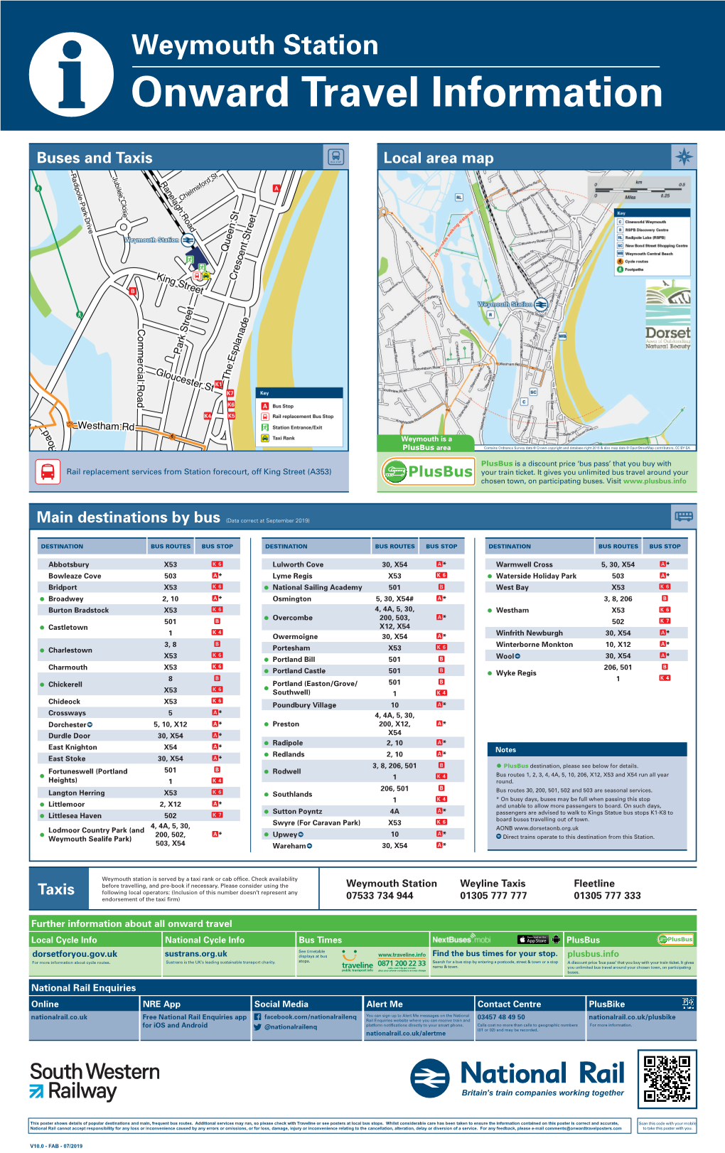 Weymouth Station I Onward Travel Information Buses and Taxis Local Area Map