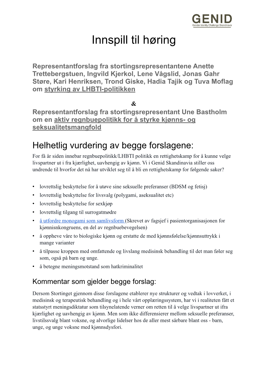 Genid Høringsinnspill 30.10.19