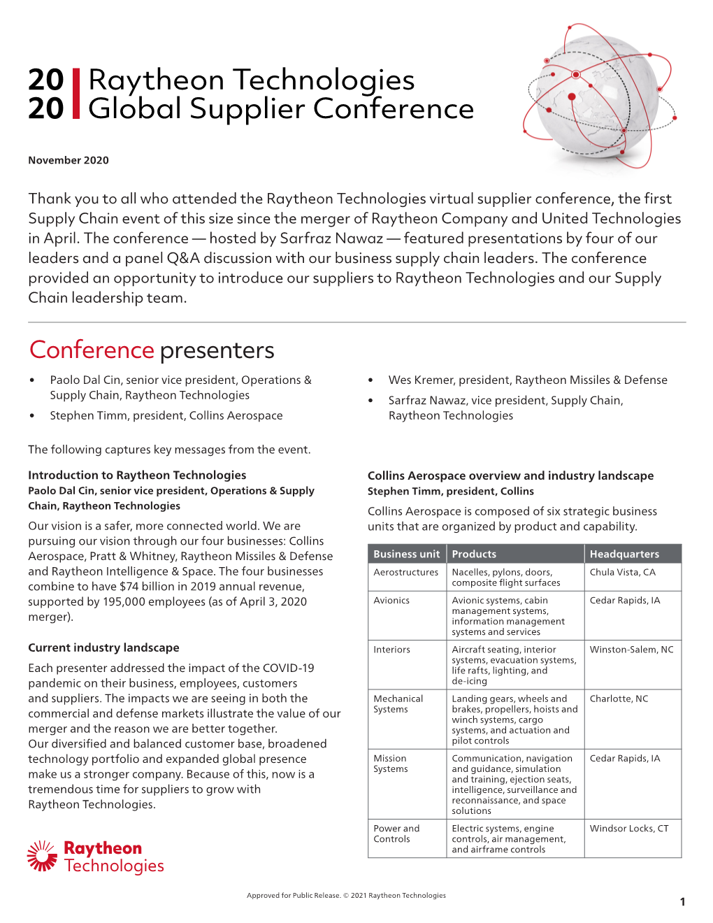 Raytheon Technologies Global Supplier Conference