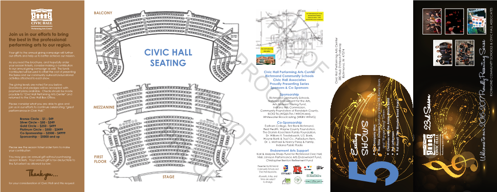 Thank You . CIVIC HALL Performing Arts Center Performing Arts ‒ $250-$499 ‒ $50-$249 ‒ $1-$49 ‒ $500-$2499