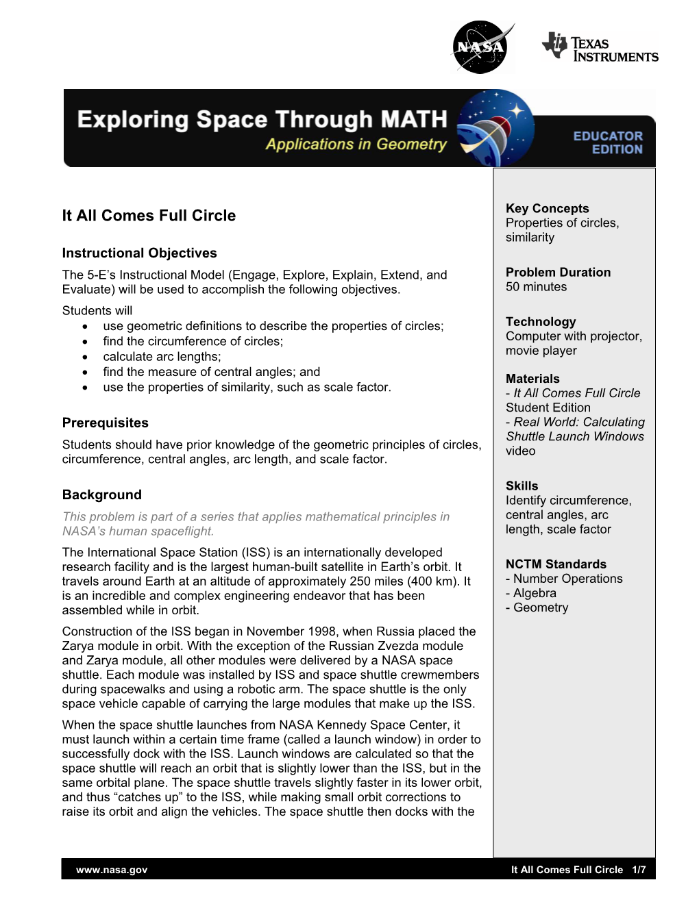 Exploring Space Through Math