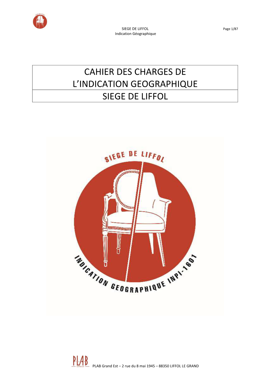 Cahier Des Charges De L'indication Géographique