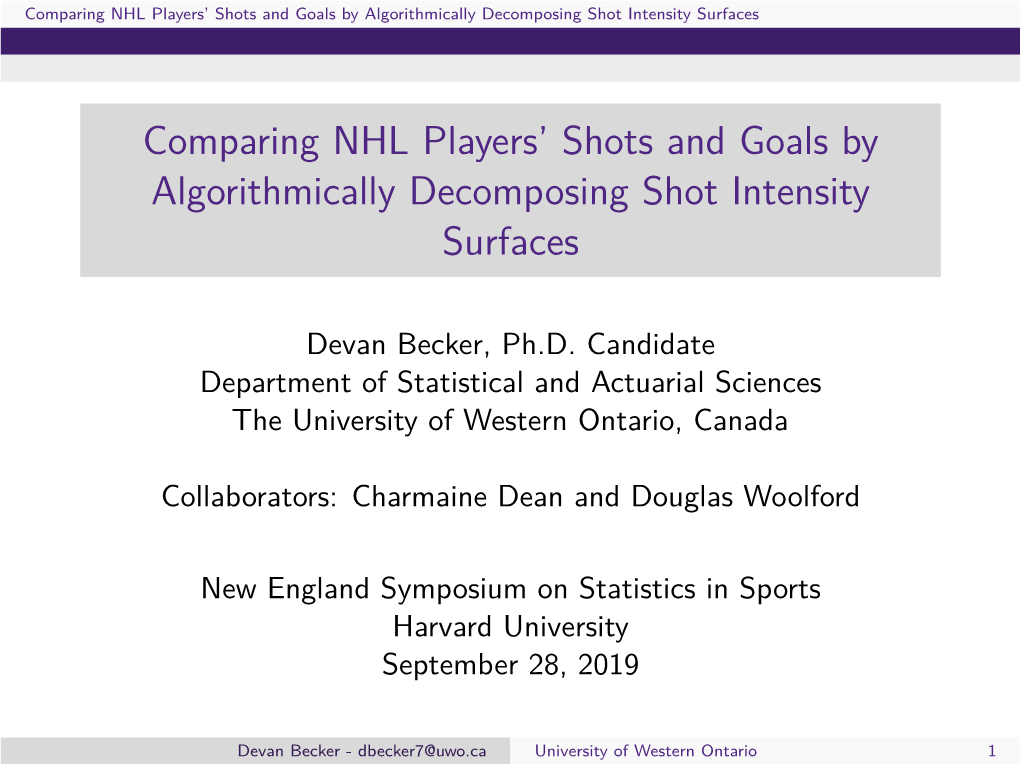 Comparing NHL Players' Shots and Goals by Algorithmically