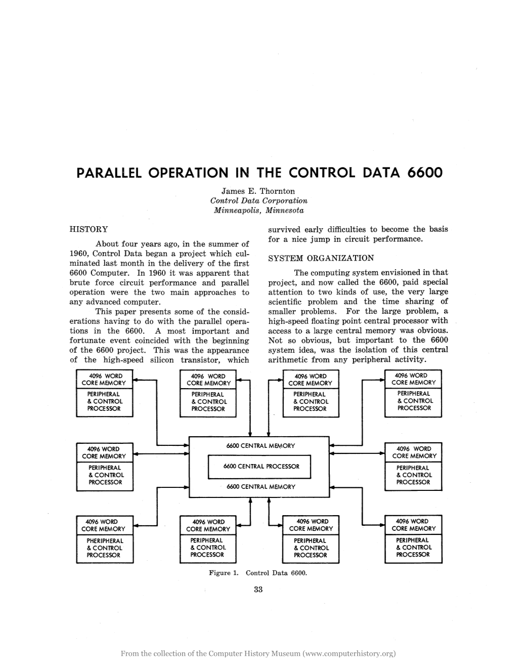 PARALLEL OPERATION in the CONTROL DATA 6600 James E