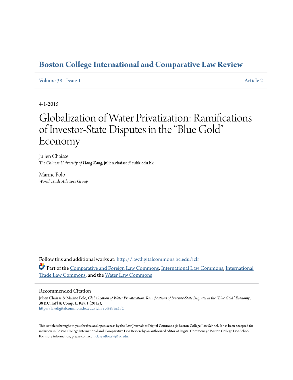 Globalization of Water Privatization