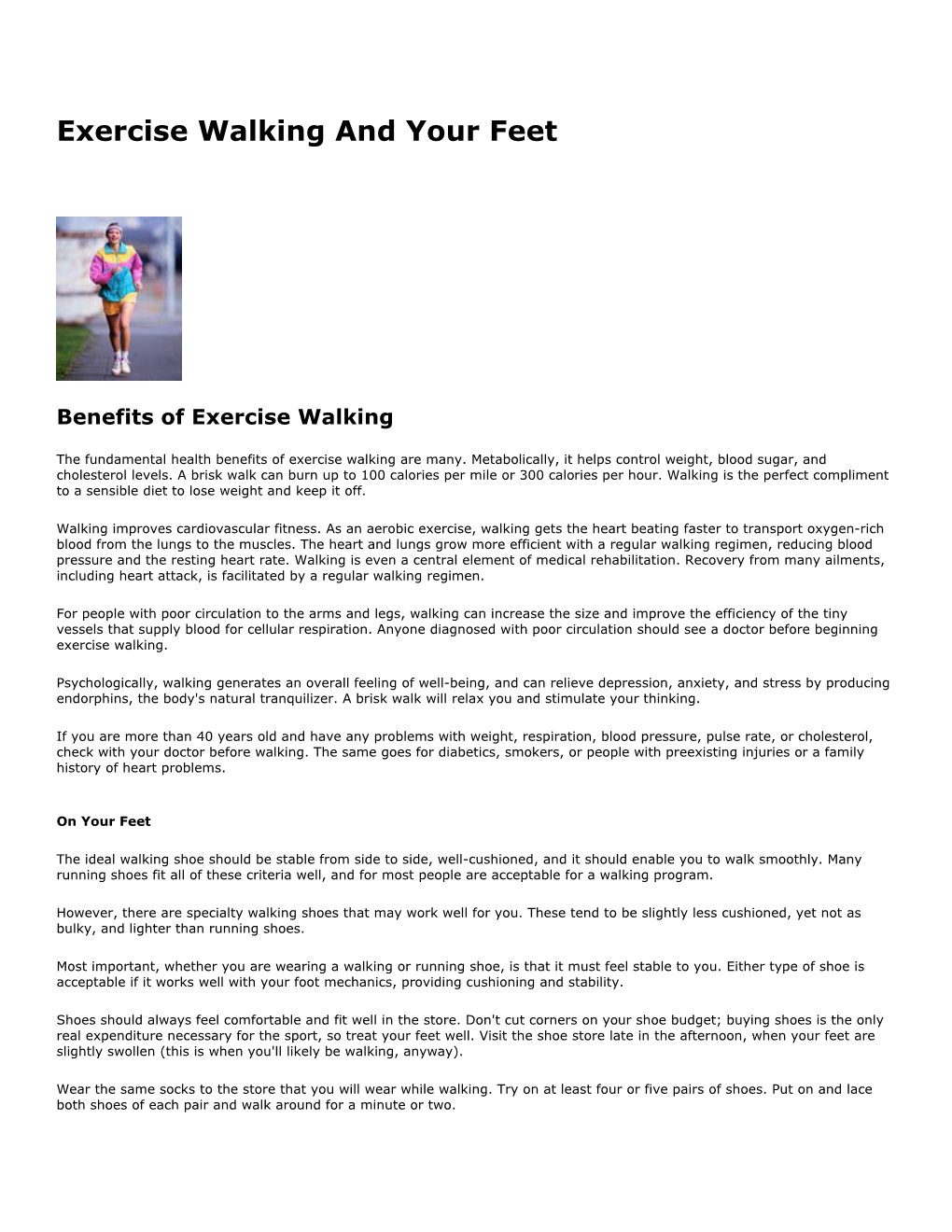 Exercise Walking and Your Feet
