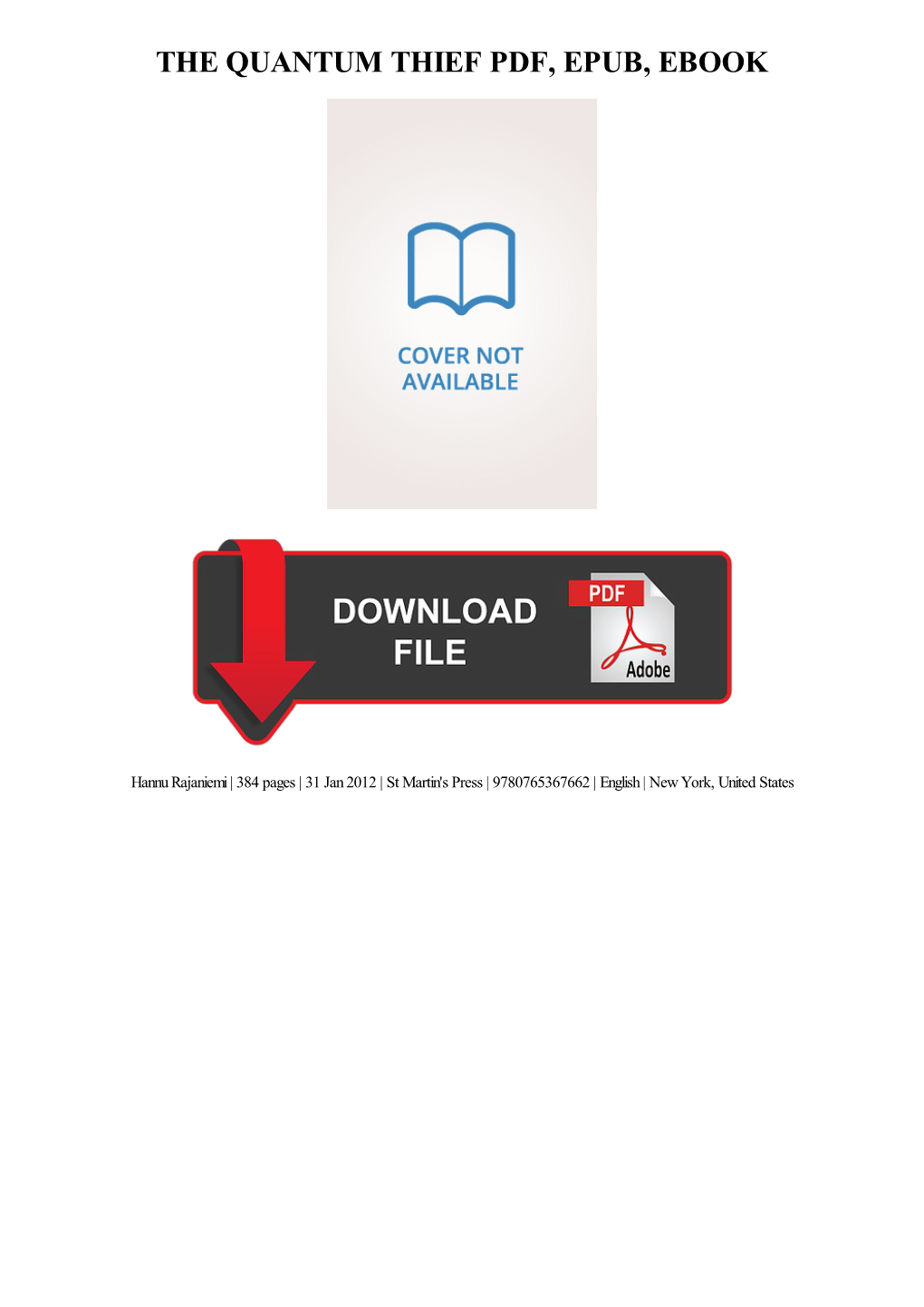 PDF Download the Quantum Thief Ebook, Epub