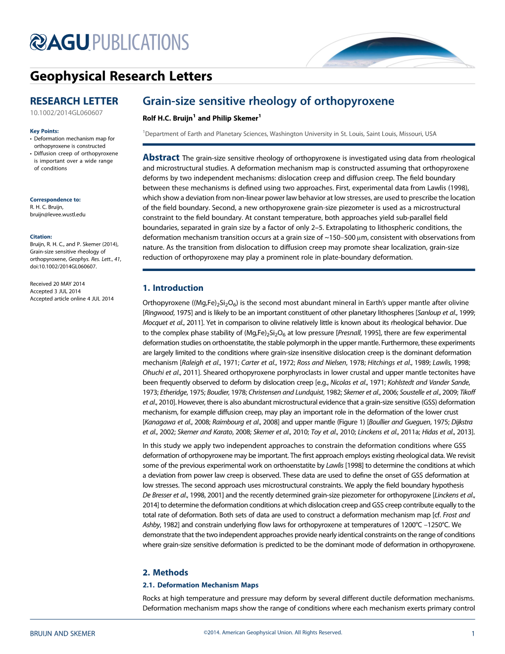 Grainsize Sensitive Rheology of Orthopyroxene